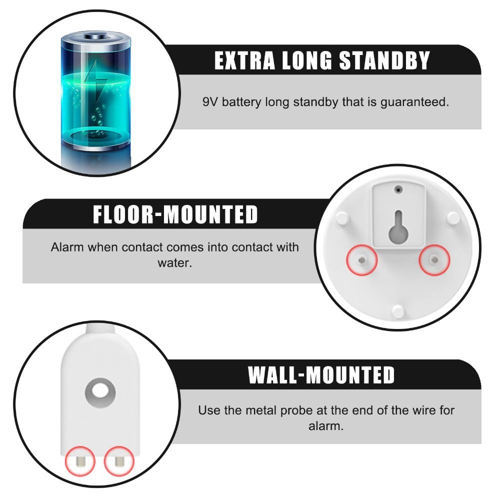 듀얼 모드 센서, 초장시간 대기, 고감도, 누수 감지  - Water Alarm Sensor 리뷰 및 가격